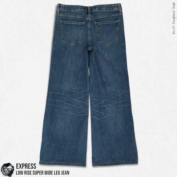 EXPRESS LOW RISE ORIGINAL SUPER WIDE LEG JEAN IN INDIGO SIZE 6P - Picture 4 of 13
